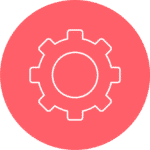 red circle cog settings icon