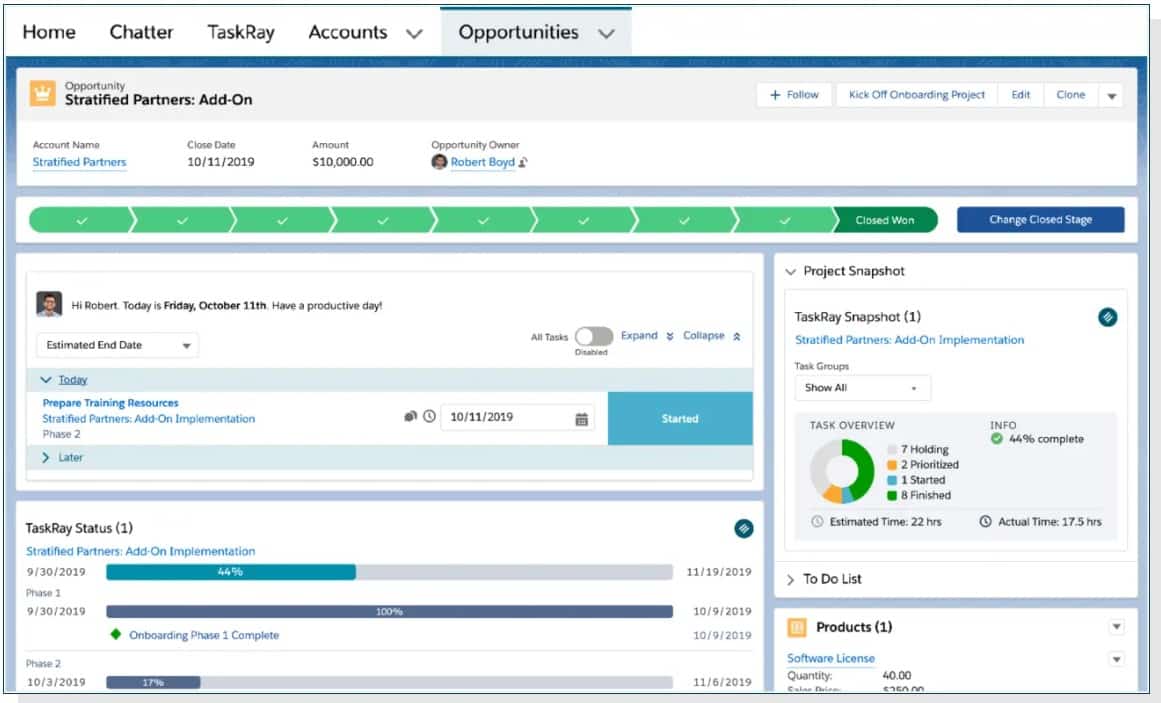 Taskray dashboard view