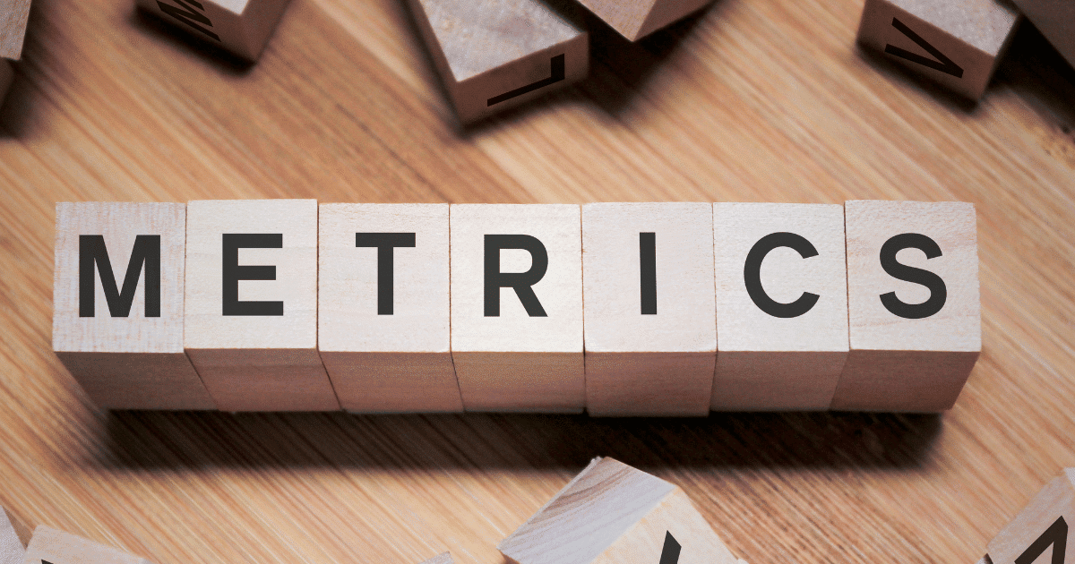 Wooden blocks that spell out the word metrics