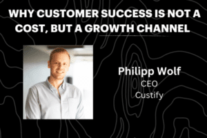 graphic for a webinar title, Why Customer Success is not a Cost, but a Growth Channel