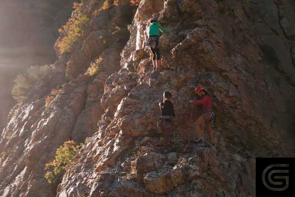 Girls climbing