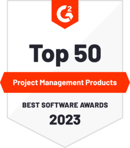 g2 award badge for top 50 best software in project management products