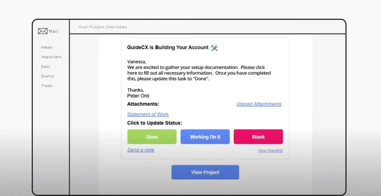 email view of notification 'guidecx is building your account'