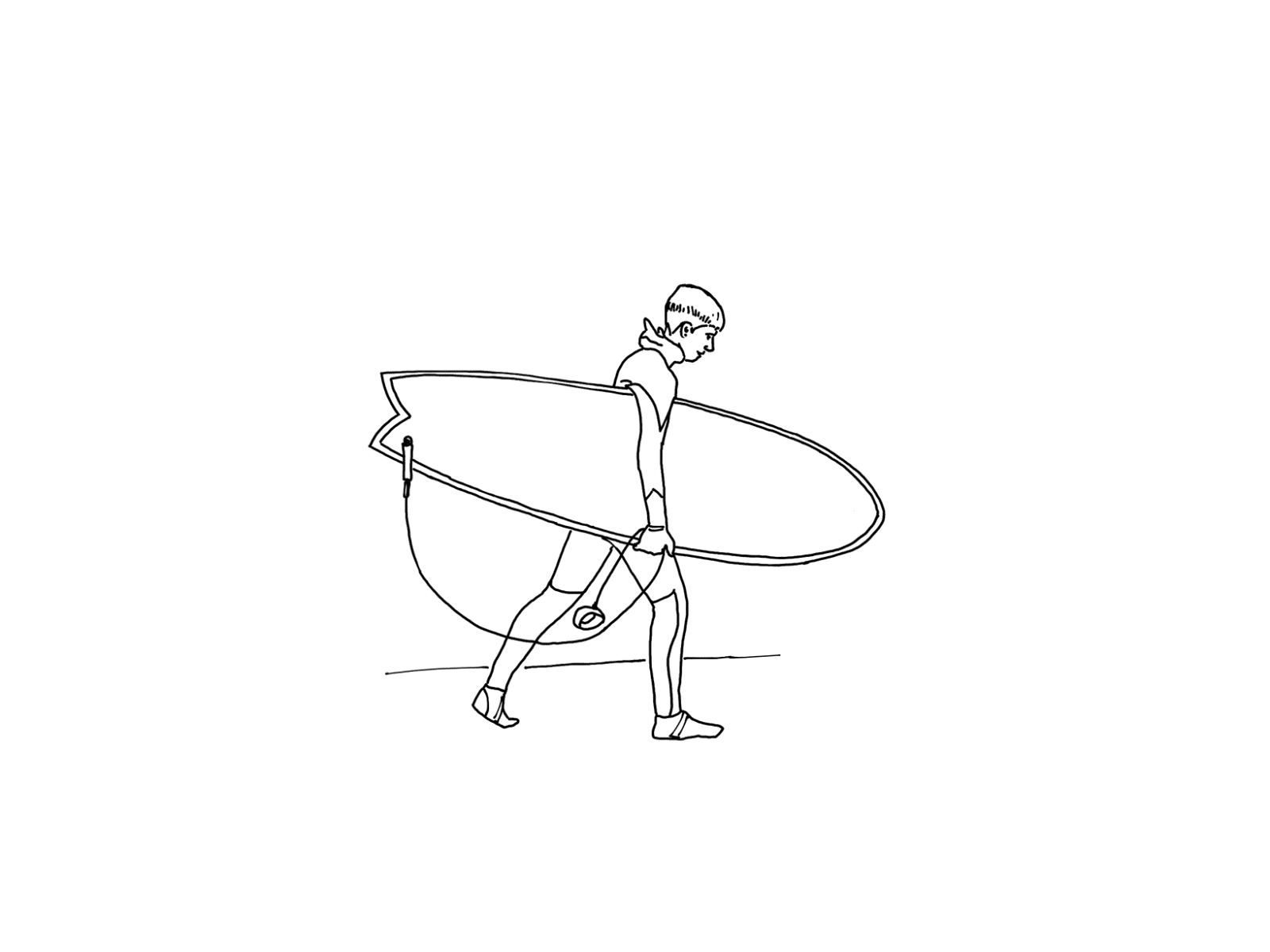 Line Image of a male holding a surfboard