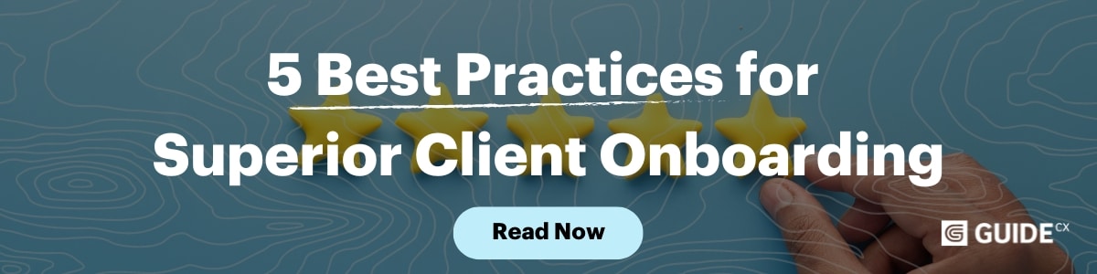 Graphic promoting a blog, "5 Best Practices for Superior Client Onboarding."