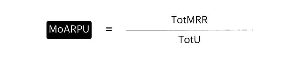 monthly average revenue per user equals total monthly recurring revenue divided by total number of active users