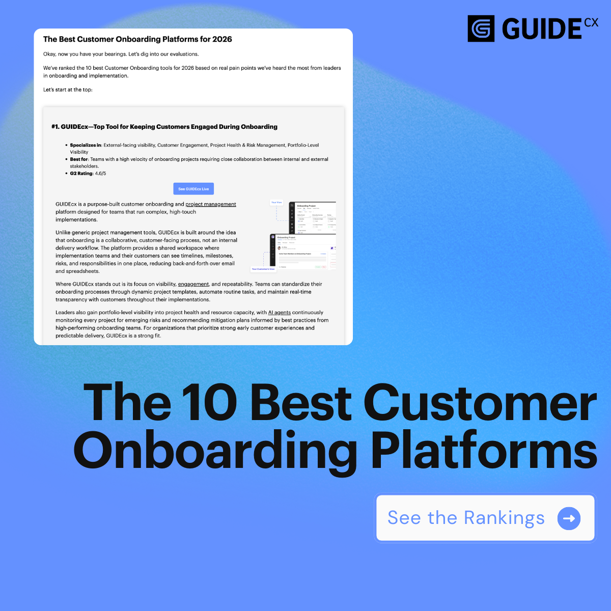 Promo card for the best customer onboarding platforms.